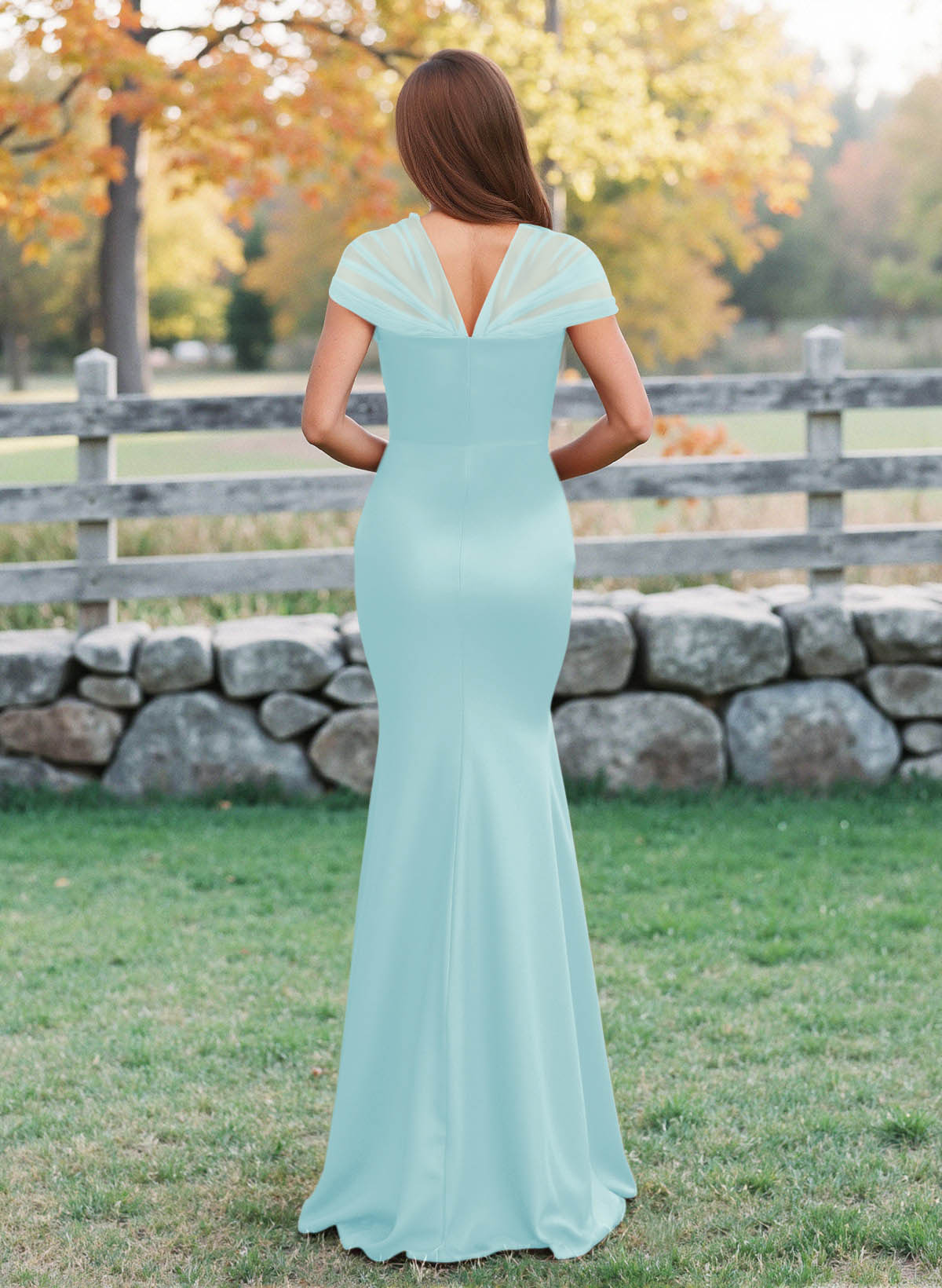 Elegant V-Neck Floor-Length Mermaid Satin/Tulle Bridesmaid Dresses, product image 75