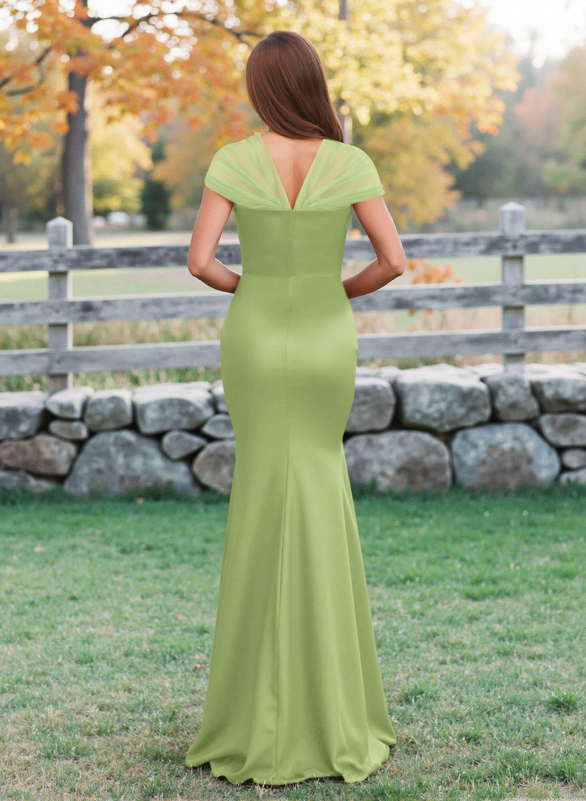 Elegant V-Neck Floor-Length Mermaid Satin/Tulle Bridesmaid Dresses, product image 120