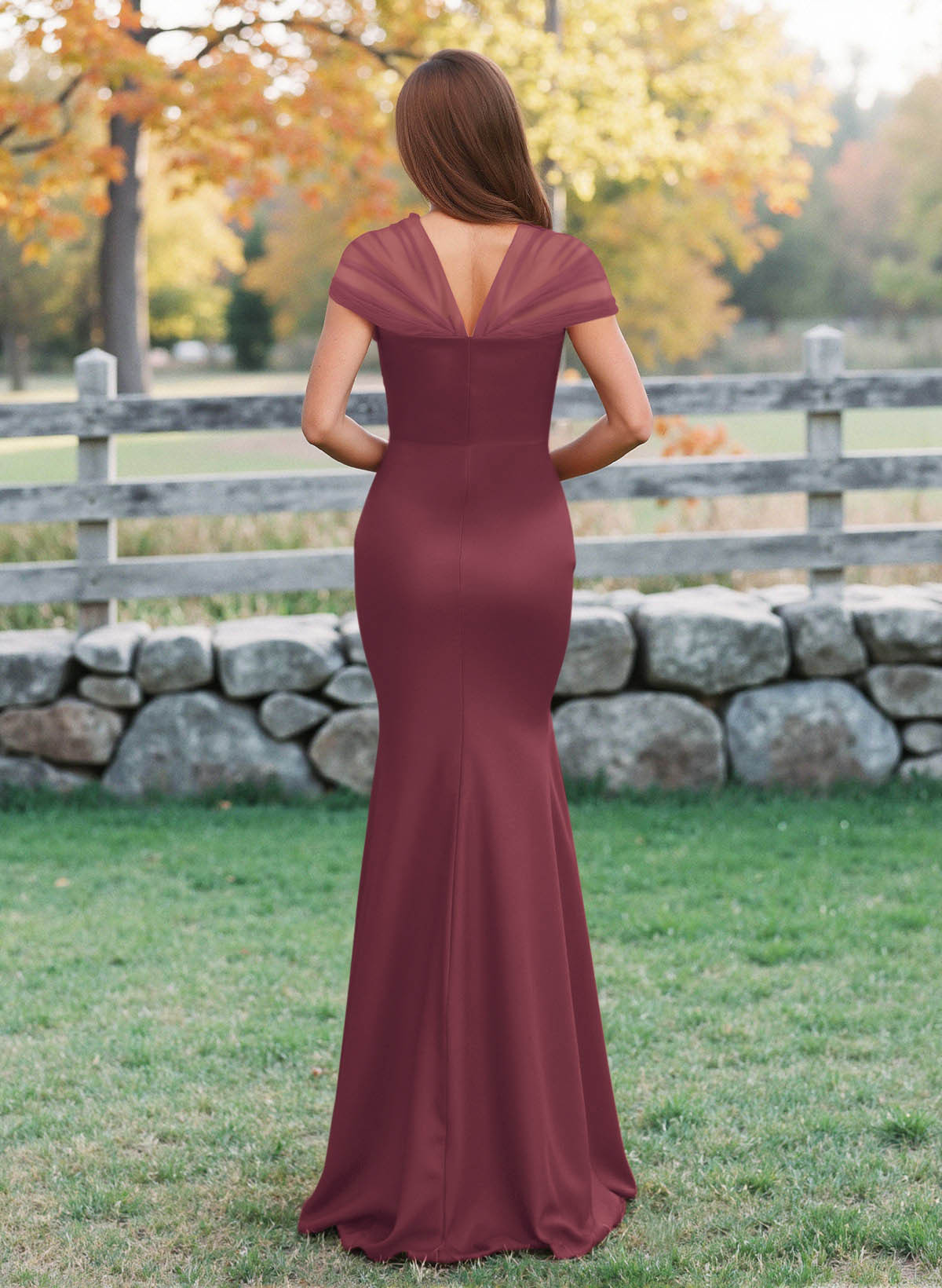 Elegant V-Neck Floor-Length Mermaid Satin/Tulle Bridesmaid Dresses, product image 141