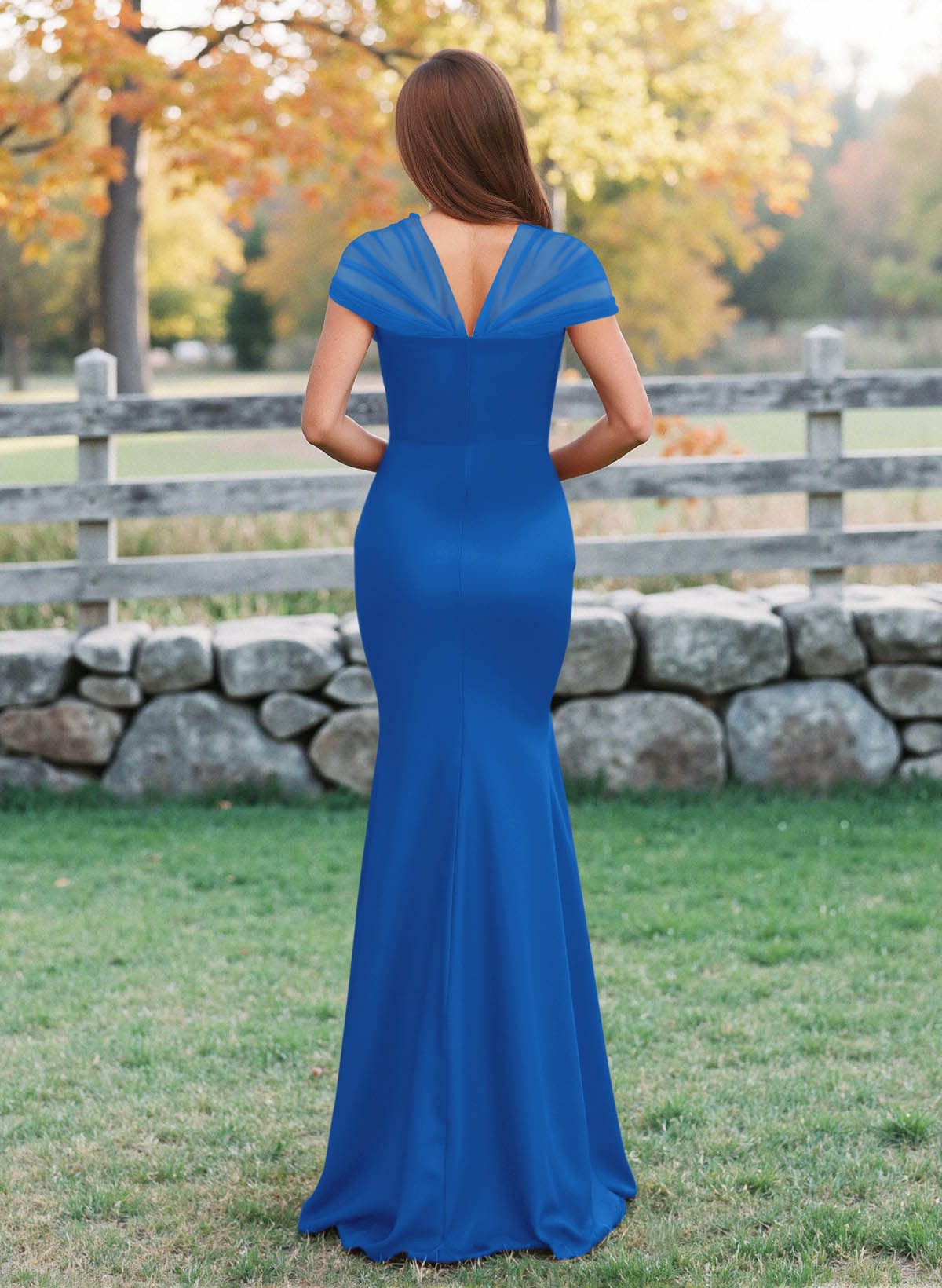 Elegant V-Neck Floor-Length Mermaid Satin/Tulle Bridesmaid Dresses, product image 126