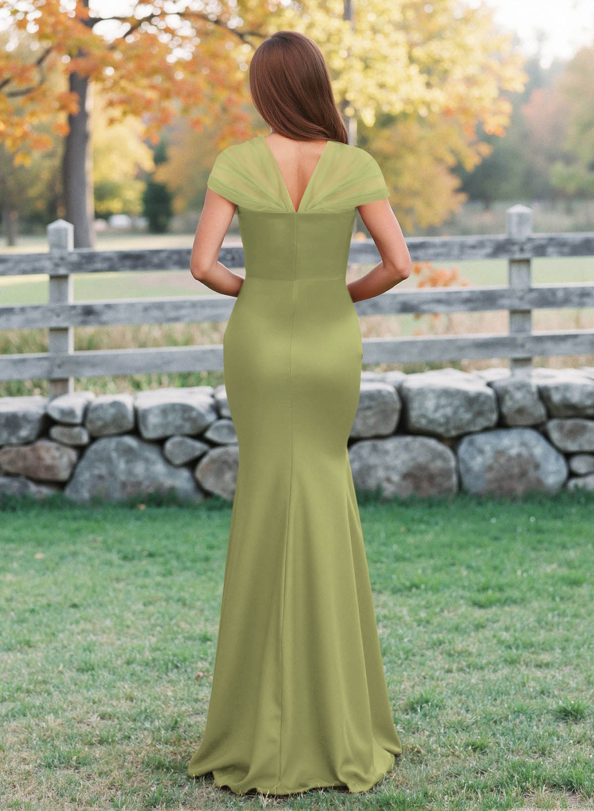 Elegant V-Neck Floor-Length Mermaid Satin/Tulle Bridesmaid Dresses, product image 153