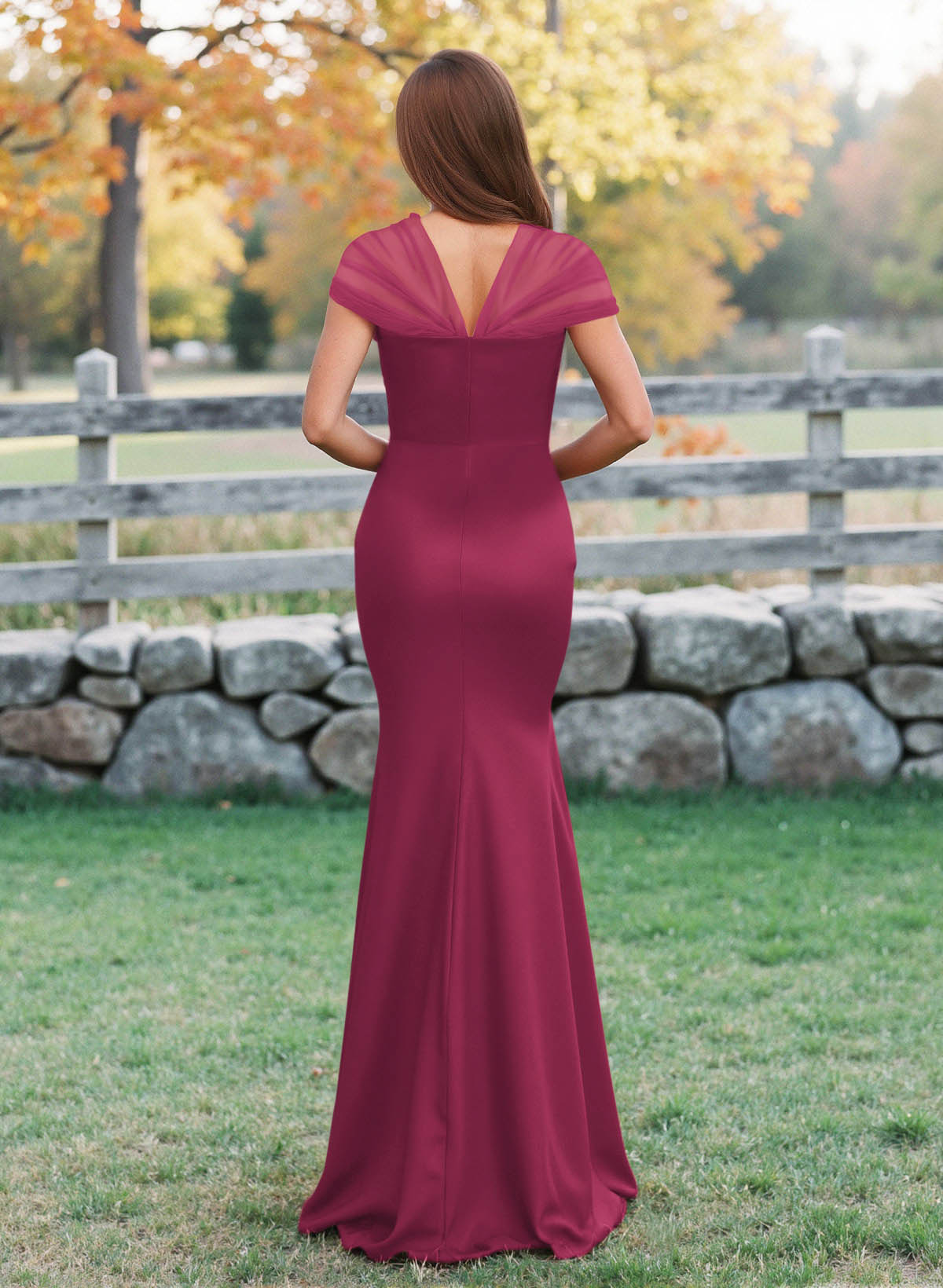 Elegant V-Neck Floor-Length Mermaid Satin/Tulle Bridesmaid Dresses, product image 168