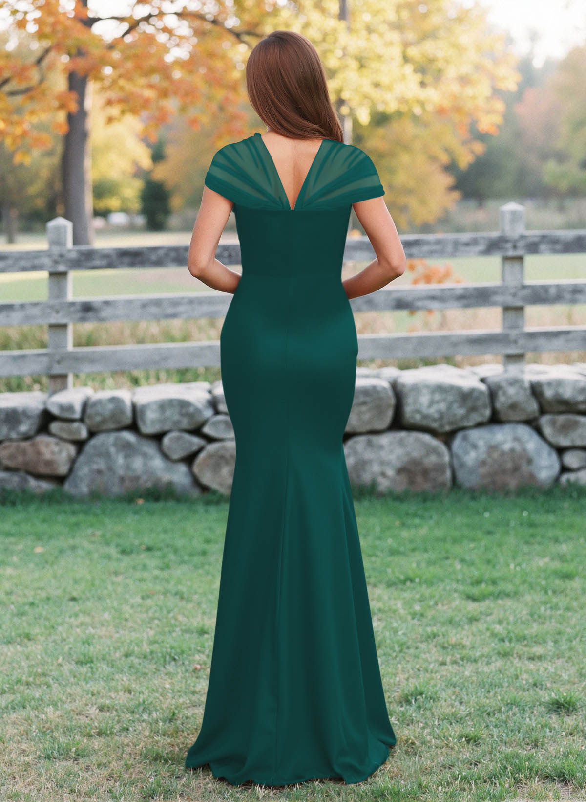 Elegant V-Neck Floor-Length Mermaid Satin/Tulle Bridesmaid Dresses, product image 81