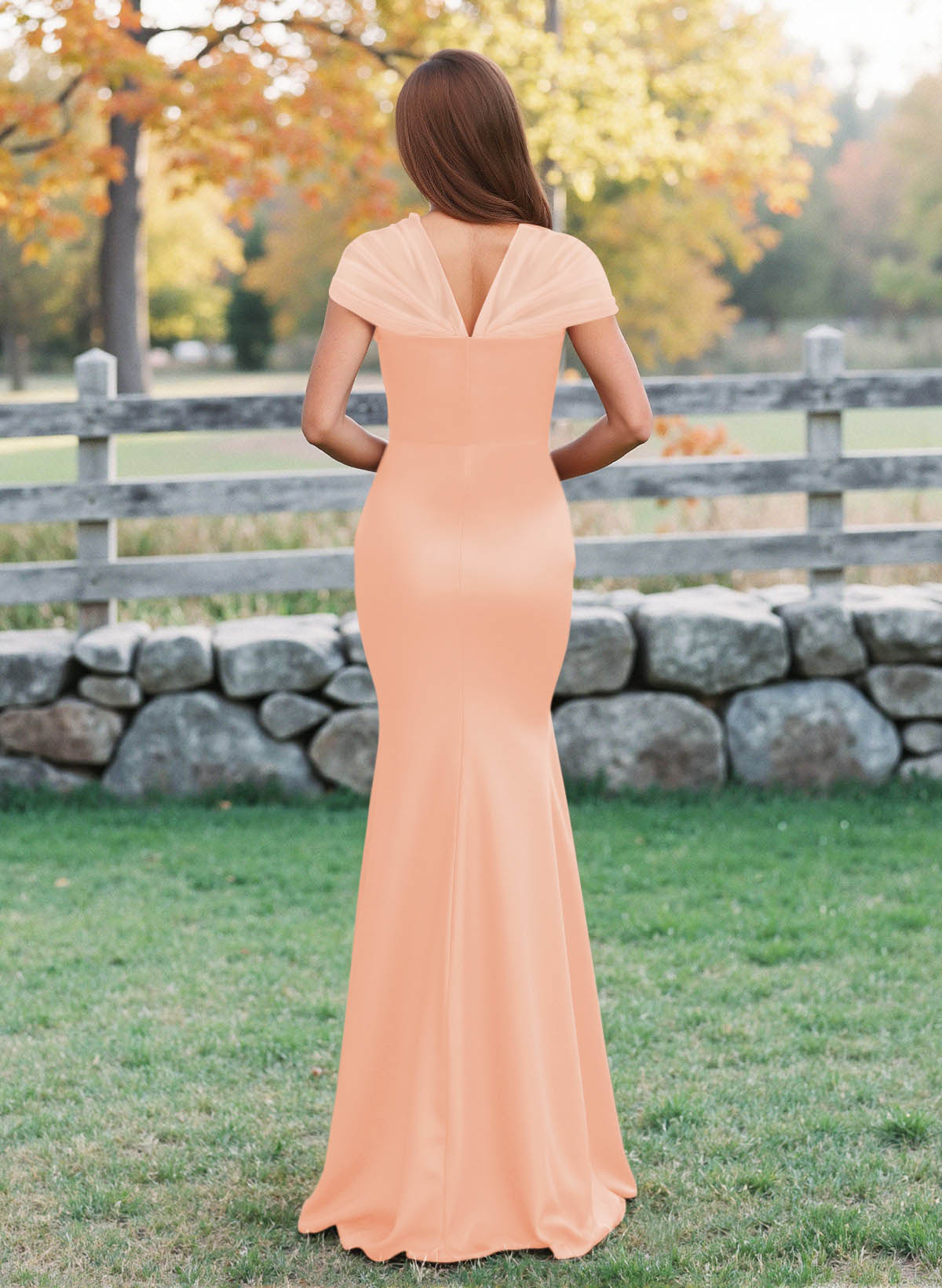 Elegant V-Neck Floor-Length Mermaid Satin/Tulle Bridesmaid Dresses, product image 84