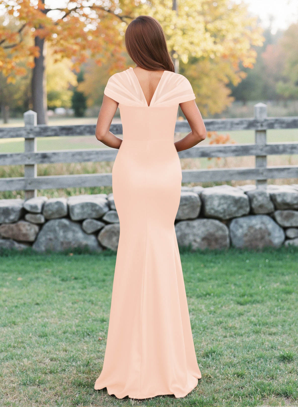 Elegant V-Neck Floor-Length Mermaid Satin/Tulle Bridesmaid Dresses, product image 132