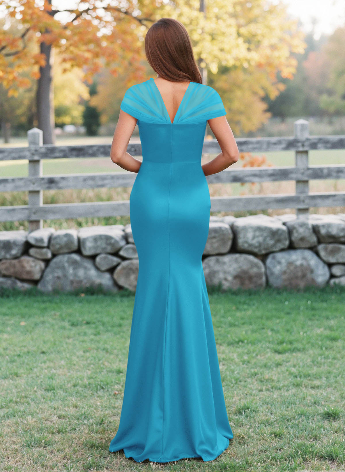 Elegant V-Neck Floor-Length Mermaid Satin/Tulle Bridesmaid Dresses, product image 87
