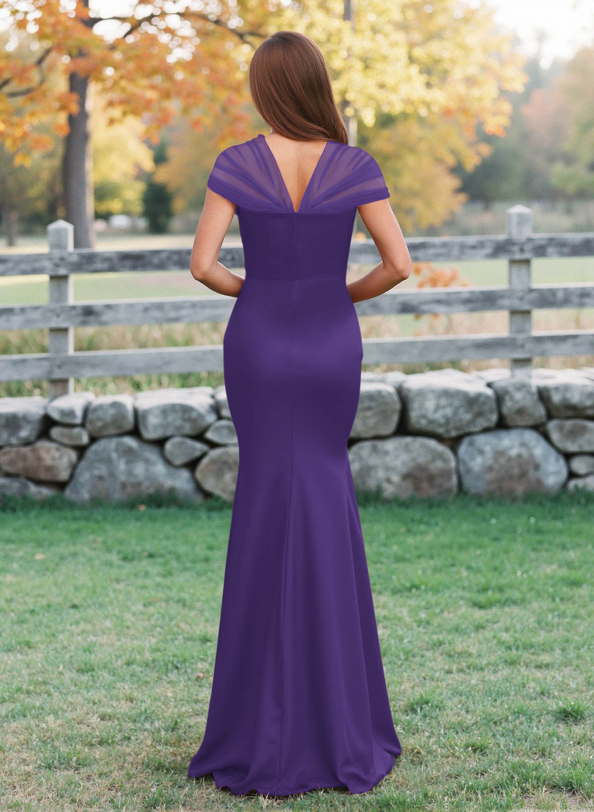 Elegant V-Neck Floor-Length Mermaid Satin/Tulle Bridesmaid Dresses, product image 93