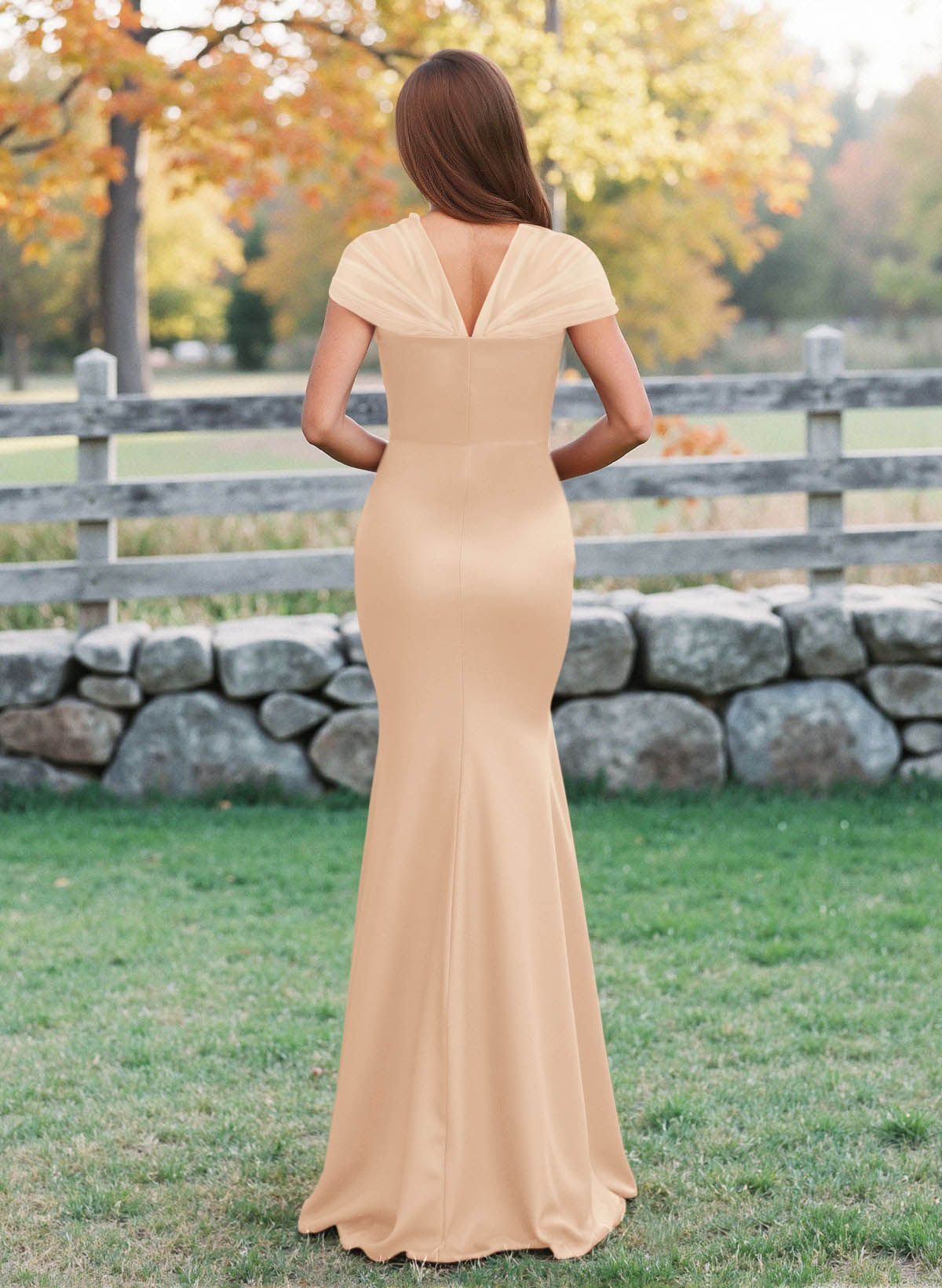 Elegant V-Neck Floor-Length Mermaid Satin/Tulle Bridesmaid Dresses, product image 96