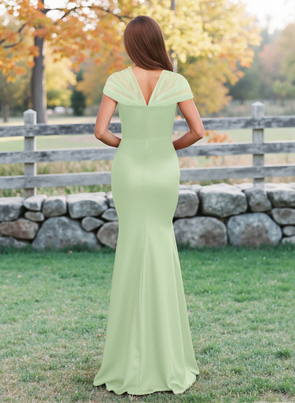 Elegant V-Neck Floor-Length Mermaid Satin/Tulle Bridesmaid Dresses, product image 159