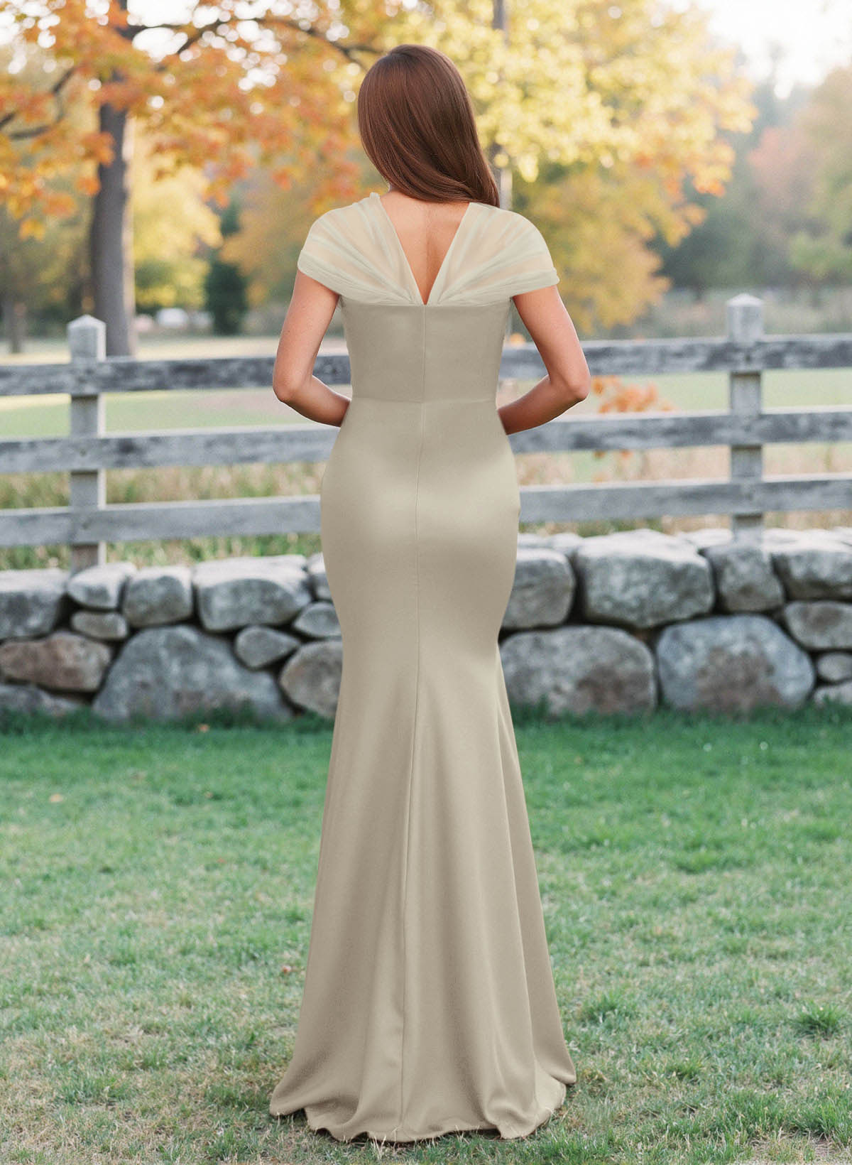 Elegant V-Neck Floor-Length Mermaid Satin/Tulle Bridesmaid Dresses, product image 102