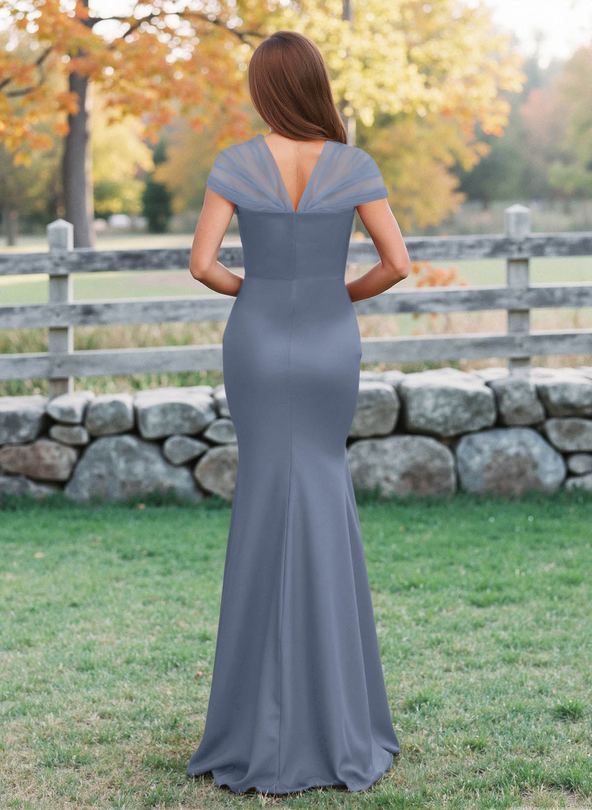 Elegant V-Neck Floor-Length Mermaid Satin/Tulle Bridesmaid Dresses, product image 129