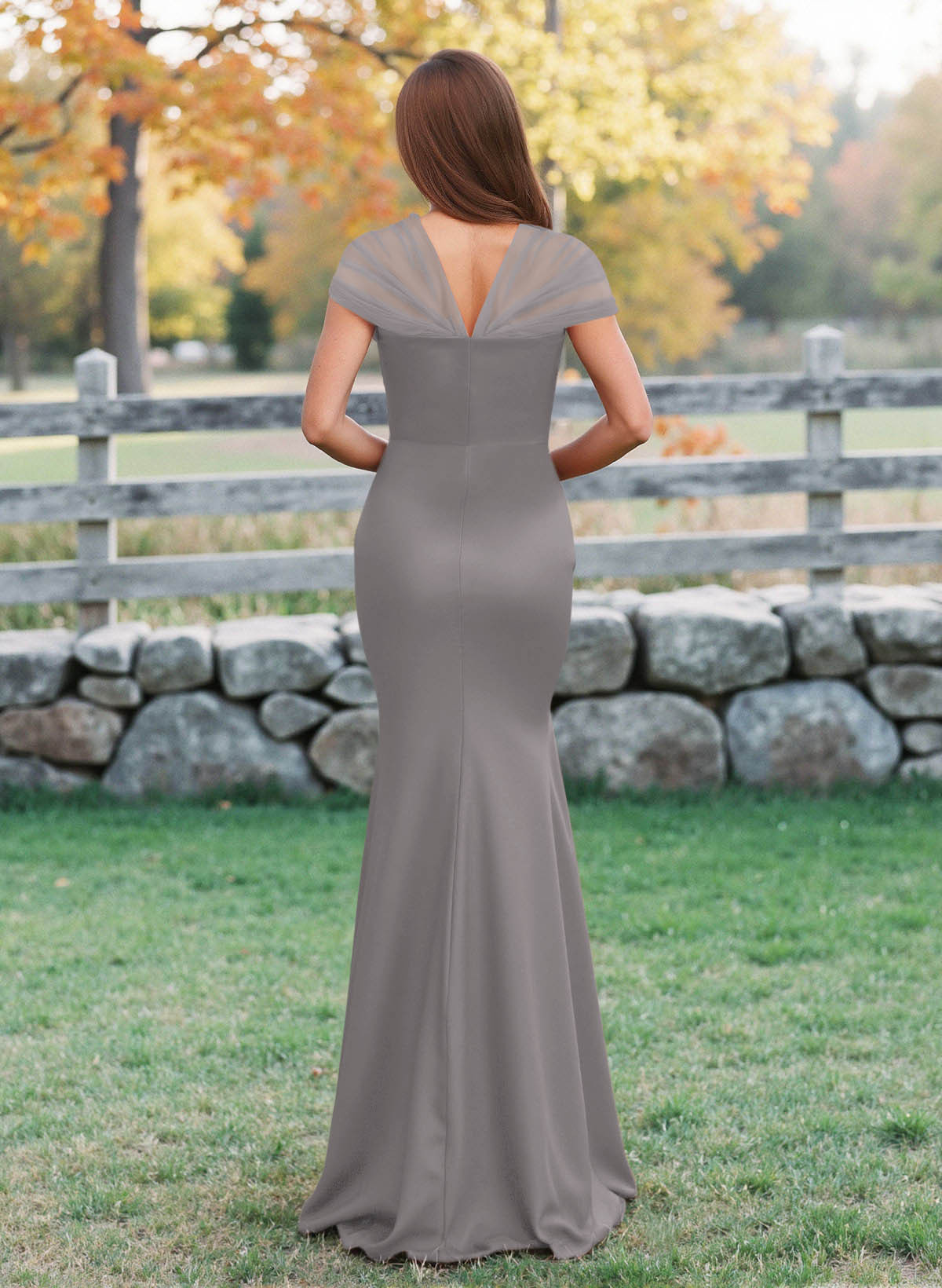 Elegant V-Neck Floor-Length Mermaid Satin/Tulle Bridesmaid Dresses, product image 108