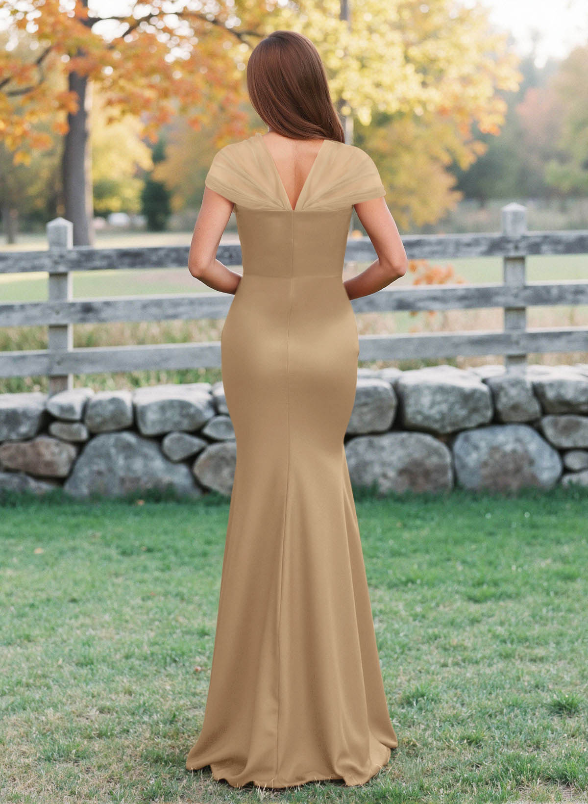 Elegant V-Neck Floor-Length Mermaid Satin/Tulle Bridesmaid Dresses, product image 111