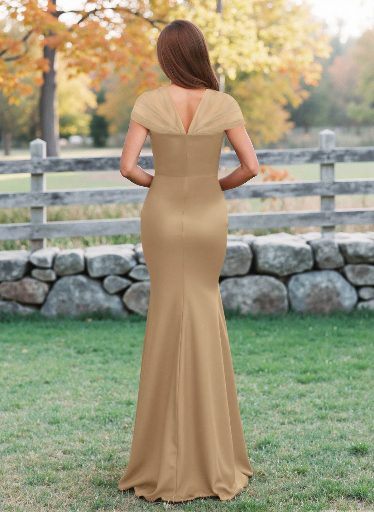Elegant V-Neck Floor-Length Mermaid Satin/Tulle Bridesmaid Dresses, product image 111