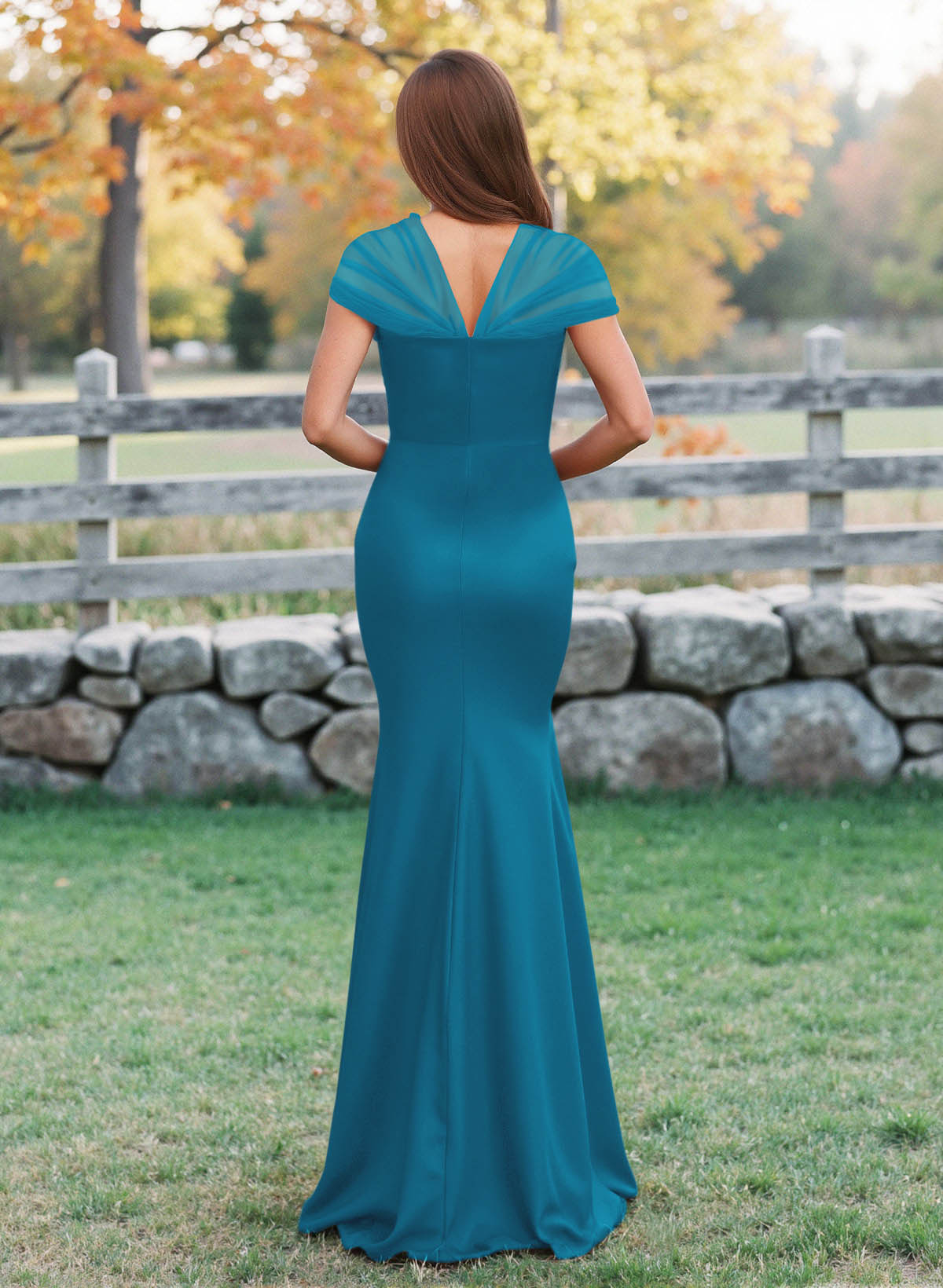 Elegant V-Neck Floor-Length Mermaid Satin/Tulle Bridesmaid Dresses, product image 123