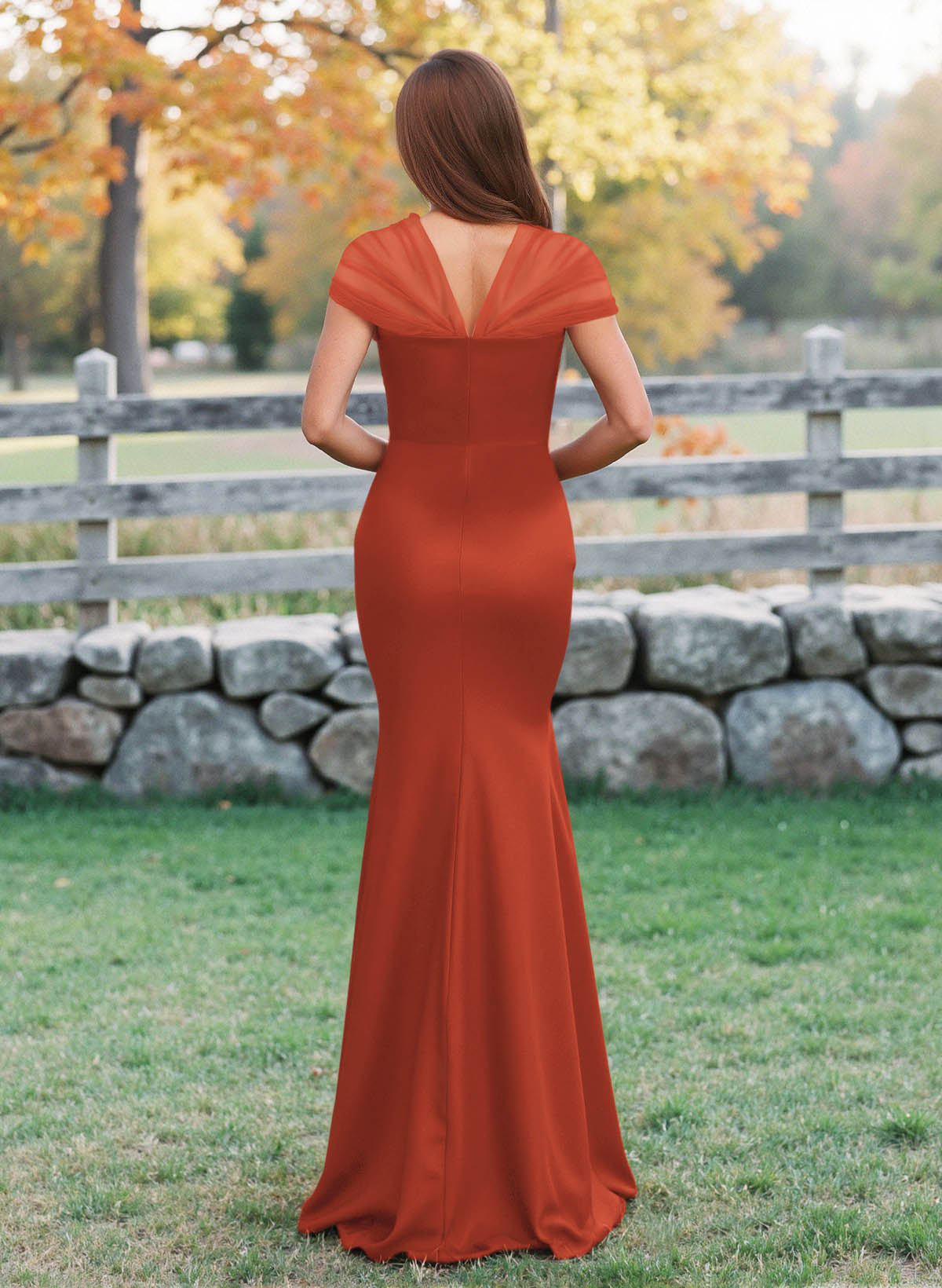 Elegant V-Neck Floor-Length Mermaid Satin/Tulle Bridesmaid Dresses, product image 180