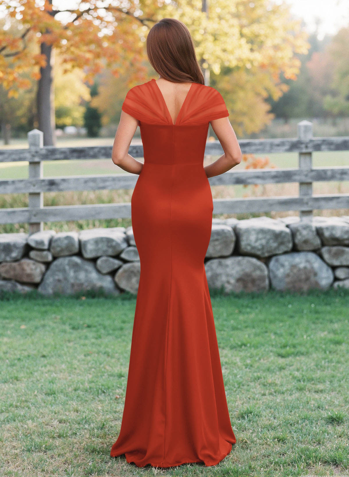 Elegant V-Neck Floor-Length Mermaid Satin/Tulle Bridesmaid Dresses, product image 144