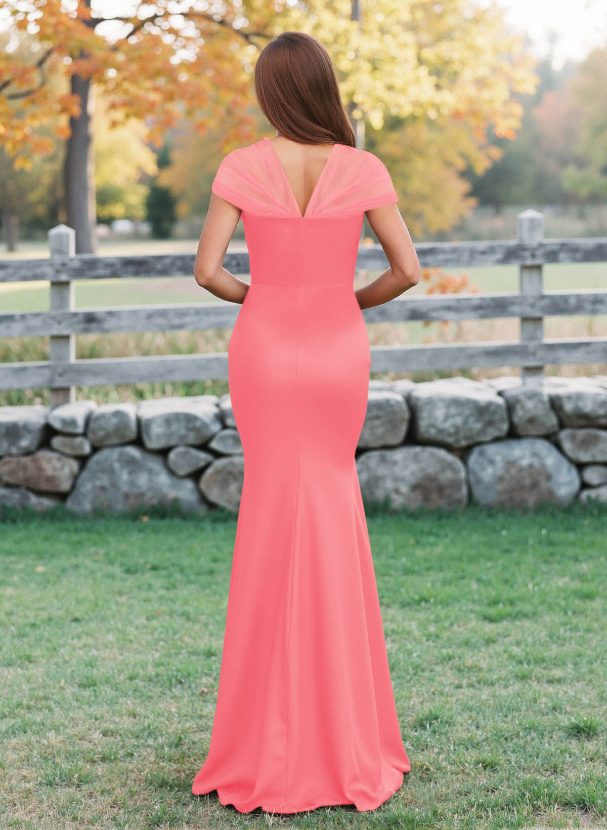 Elegant V-Neck Floor-Length Mermaid Satin/Tulle Bridesmaid Dresses, product image 114