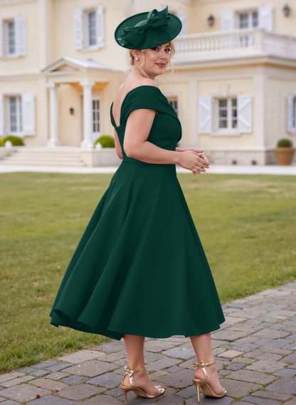 Off-The-Shoulder Tea-Length A-Line Mother Of The Bride Dresses