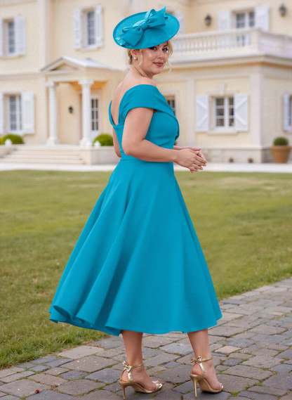 Off-The-Shoulder Tea-Length A-Line Mother Of The Bride Dresses
