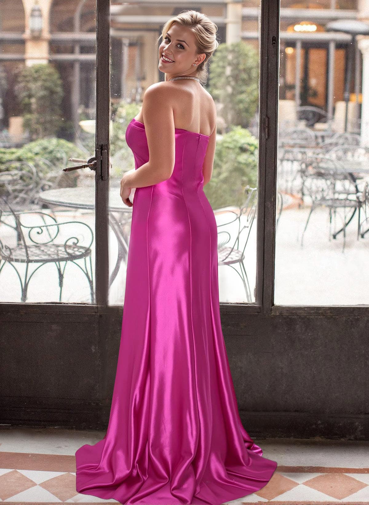 Trumpet/Mermaid Asymmetrical Sleeveless Sweep Train Stretch Satin Knit Mother Of The Bride Dresses, product image 2