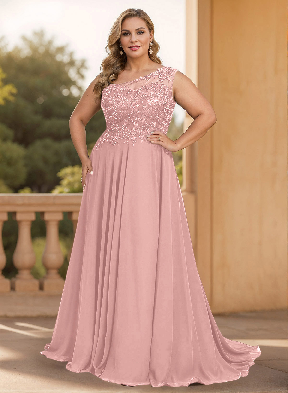 A-Line One-Shoulder Chiffon Mother Of The Bride Dresses With Appliques Lace/High Split