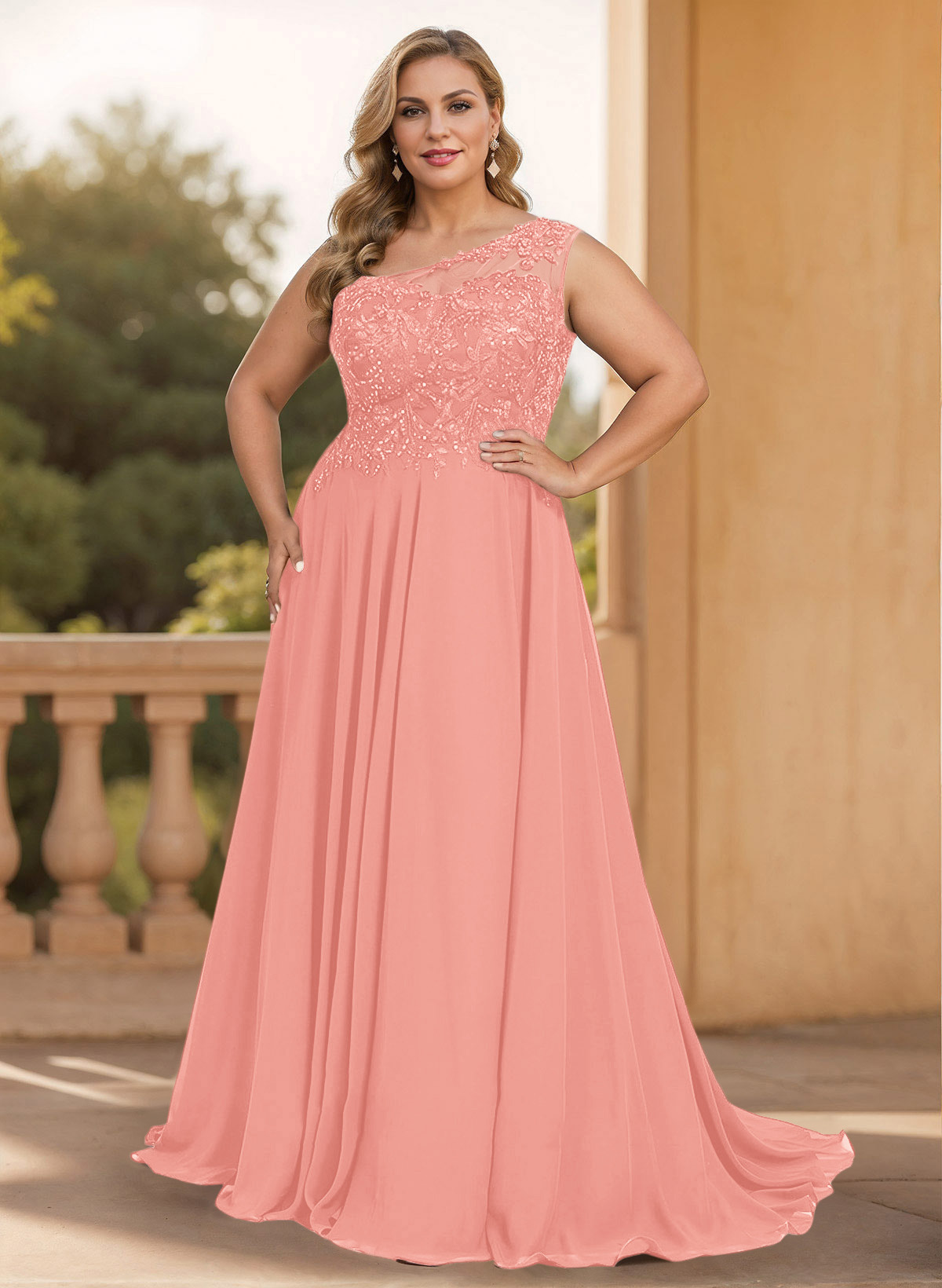 A-Line One-Shoulder Chiffon Mother Of The Bride Dresses With Appliques Lace/High Split