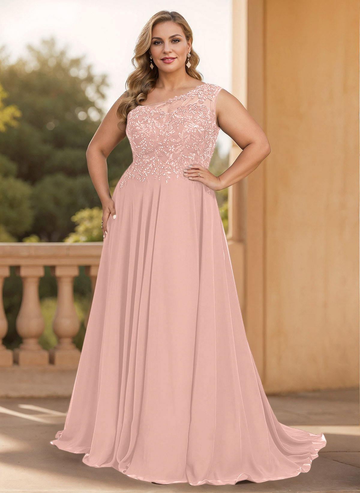 A-Line One-Shoulder Chiffon Mother Of The Bride Dresses With Appliques Lace/High Split