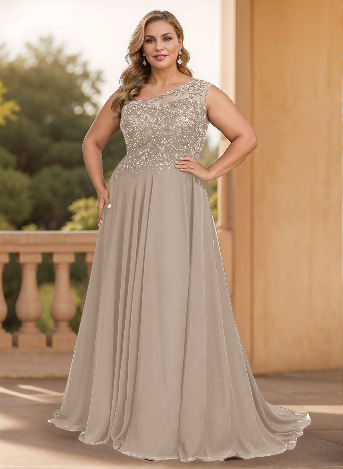 A-Line One-Shoulder Chiffon Mother Of The Bride Dresses With Appliques Lace/High Split