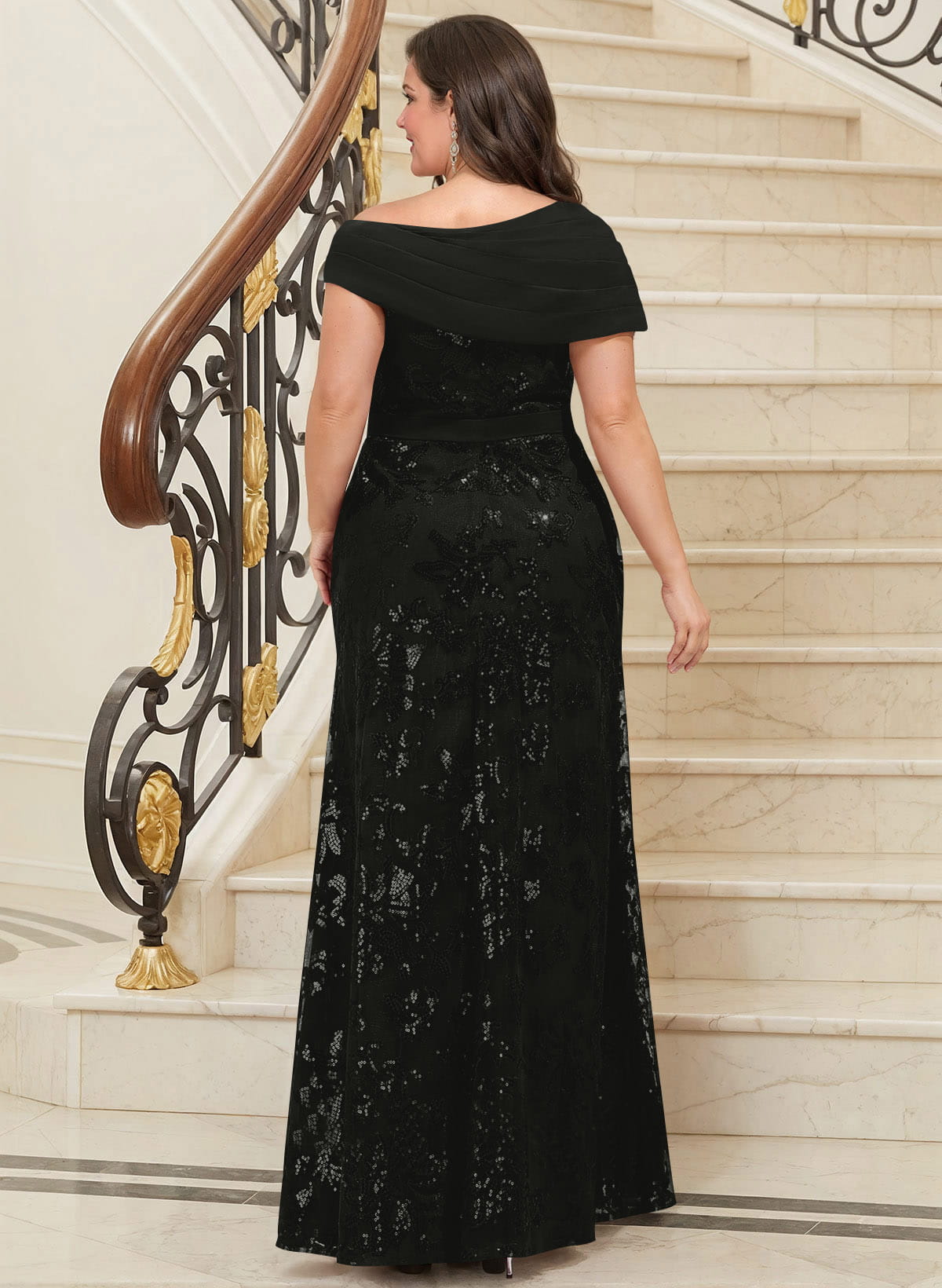 Bedazzled Asymmetrical Wrap Off Shoulder Mother Of The Bride Dresses With Floral Skirt