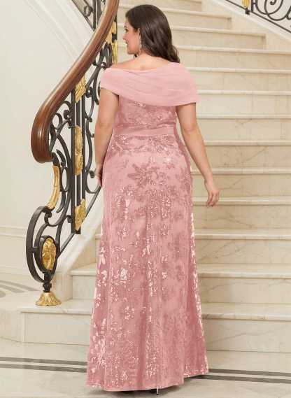Bedazzled Asymmetrical Wrap Off Shoulder Mother Of The Bride Dresses With Floral Skirt