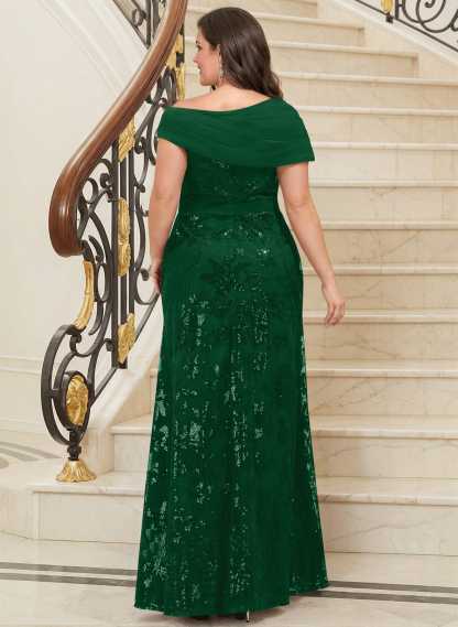 Bedazzled Asymmetrical Wrap Off Shoulder Mother Of The Bride Dresses With Floral Skirt