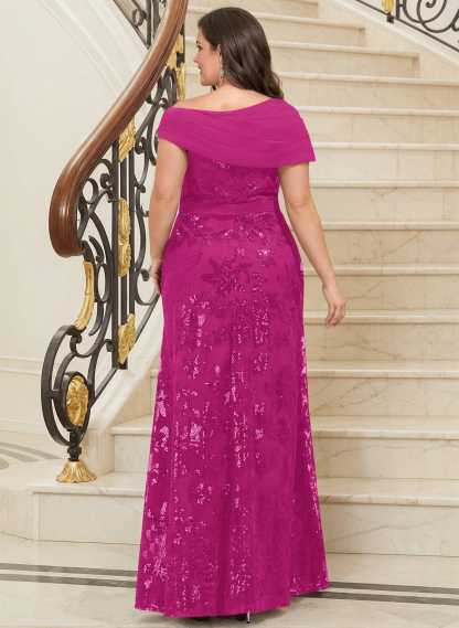 Bedazzled Asymmetrical Wrap Off Shoulder Mother Of The Bride Dresses With Floral Skirt
