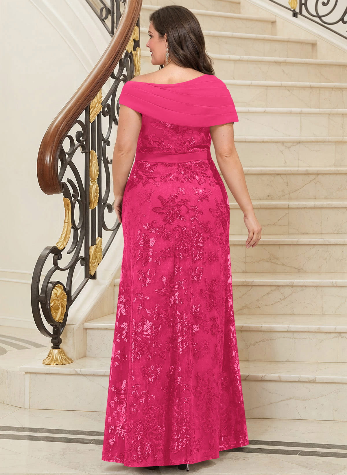 Bedazzled Asymmetrical Wrap Off Shoulder Mother Of The Bride Dresses With Floral Skirt