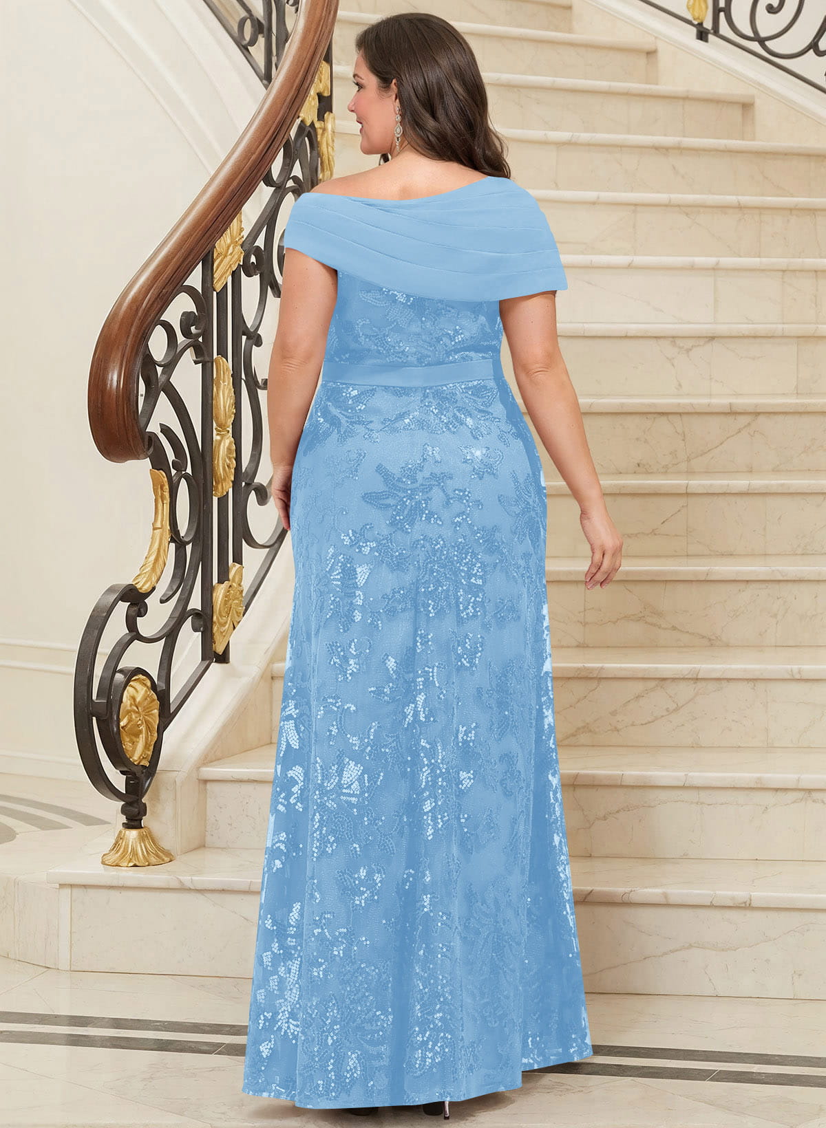 Bedazzled Asymmetrical Wrap Off Shoulder Mother Of The Bride Dresses With Floral Skirt
