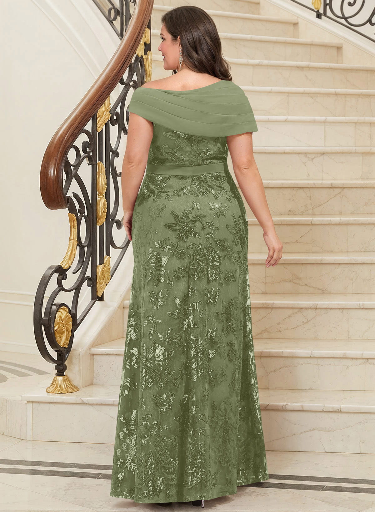 Bedazzled Asymmetrical Wrap Off Shoulder Mother Of The Bride Dresses With Floral Skirt