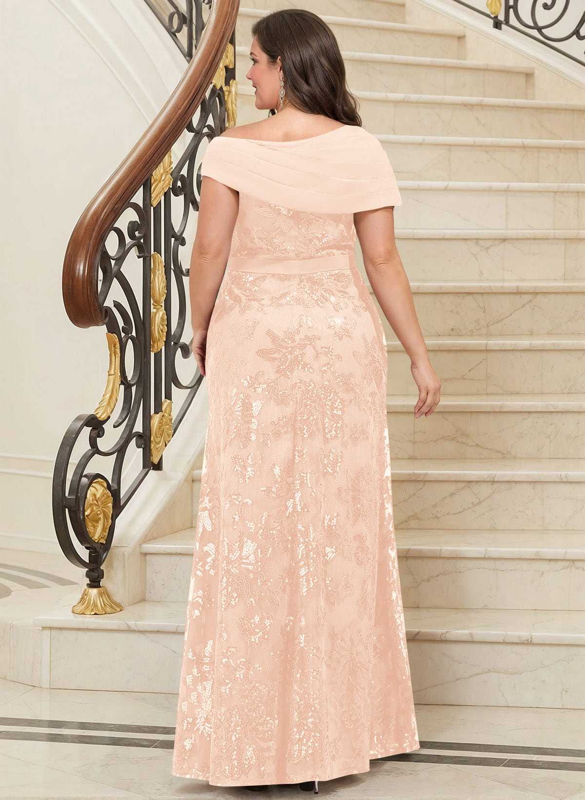 Bedazzled Asymmetrical Wrap Off Shoulder Mother Of The Bride Dresses With Floral Skirt