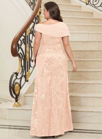 Bedazzled Asymmetrical Wrap Off Shoulder Mother Of The Bride Dresses With Floral Skirt