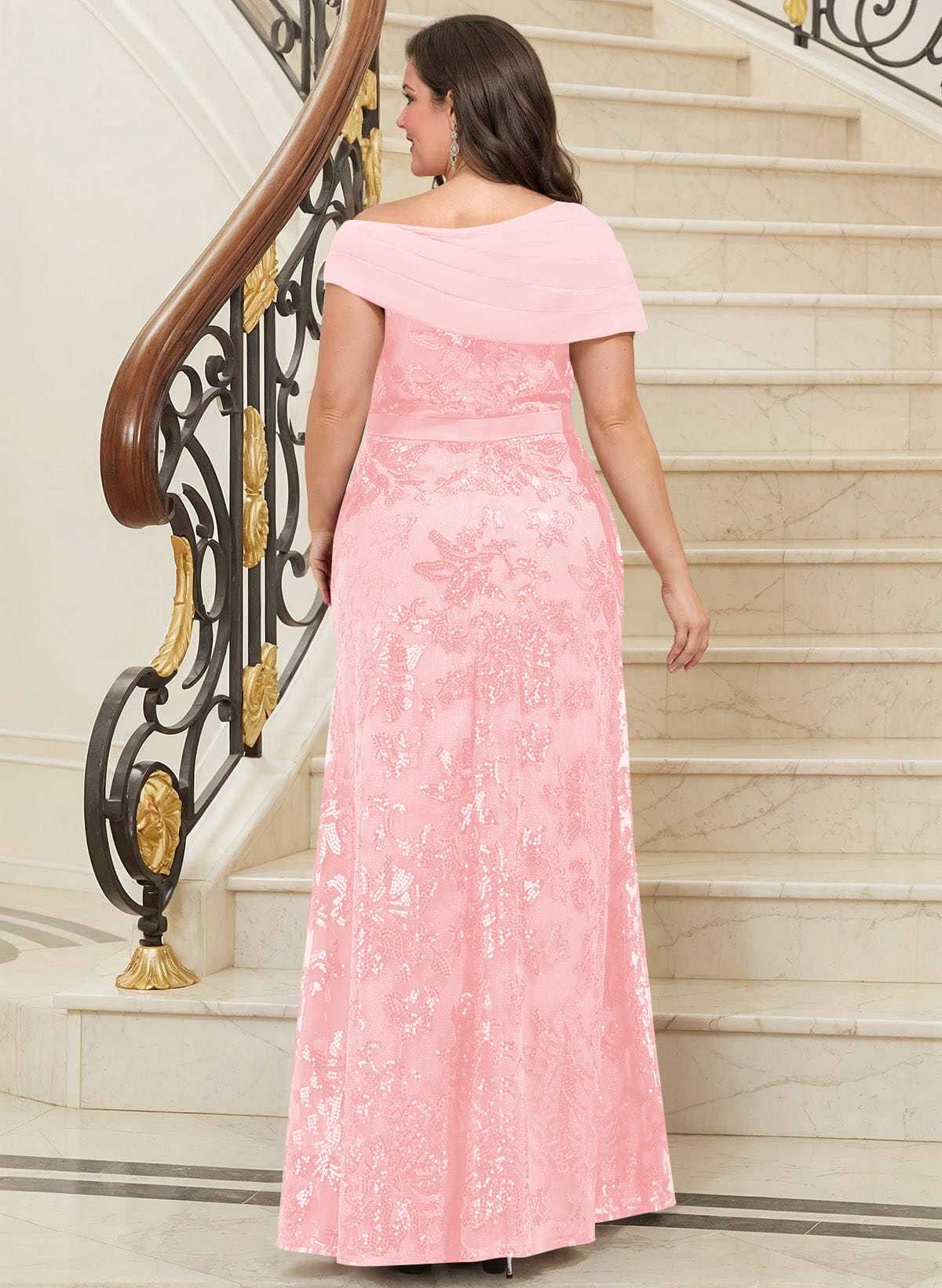Bedazzled Asymmetrical Wrap Off Shoulder Mother Of The Bride Dresses With Floral Skirt