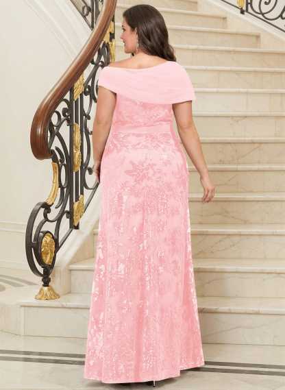 Bedazzled Asymmetrical Wrap Off Shoulder Mother Of The Bride Dresses With Floral Skirt