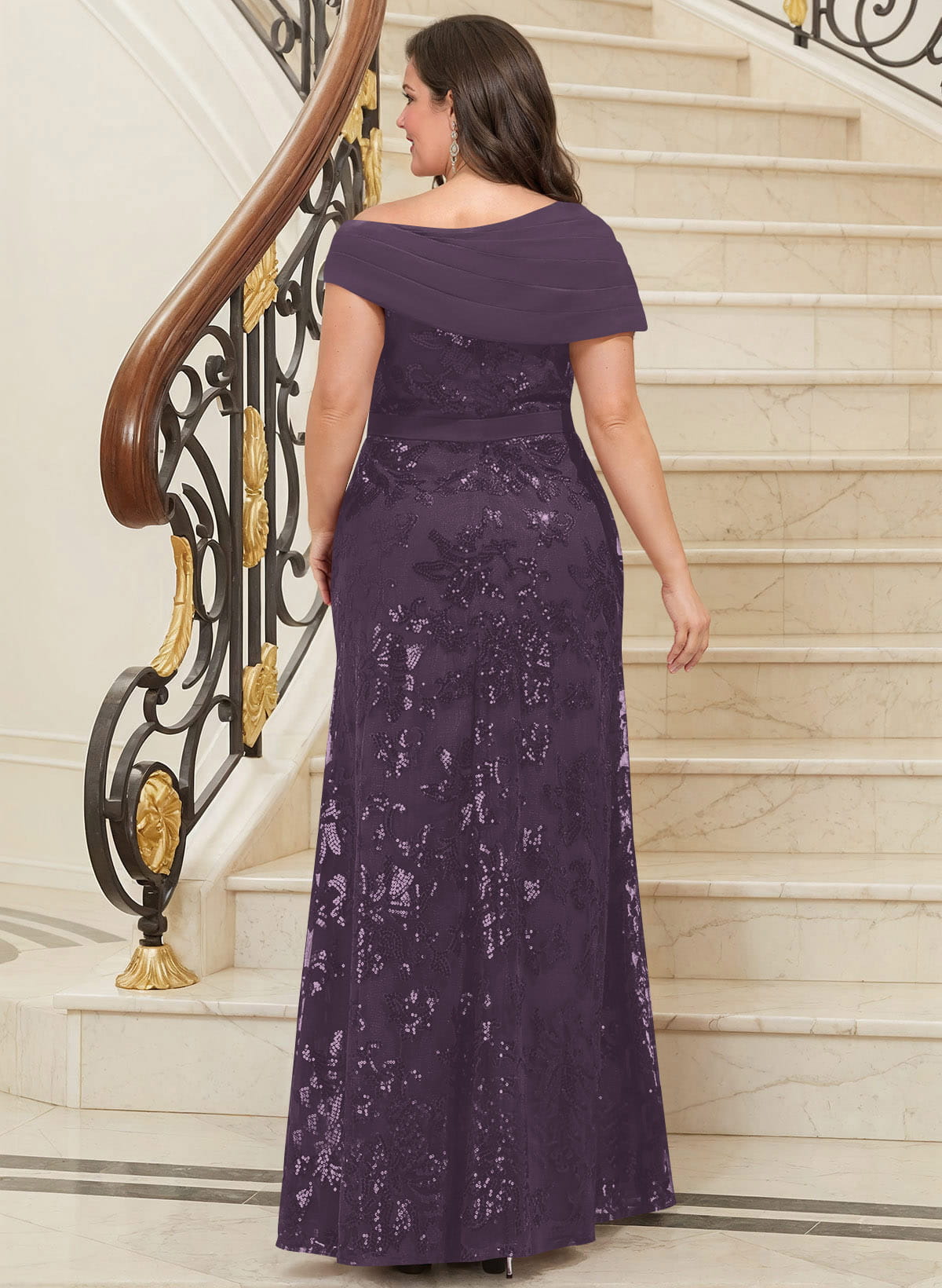 Bedazzled Asymmetrical Wrap Off Shoulder Mother Of The Bride Dresses With Floral Skirt