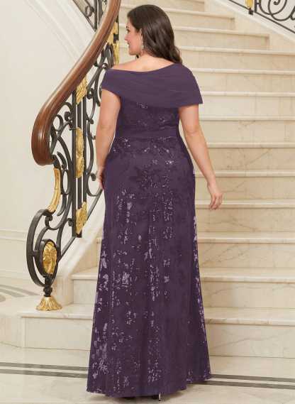 Bedazzled Asymmetrical Wrap Off Shoulder Mother Of The Bride Dresses With Floral Skirt