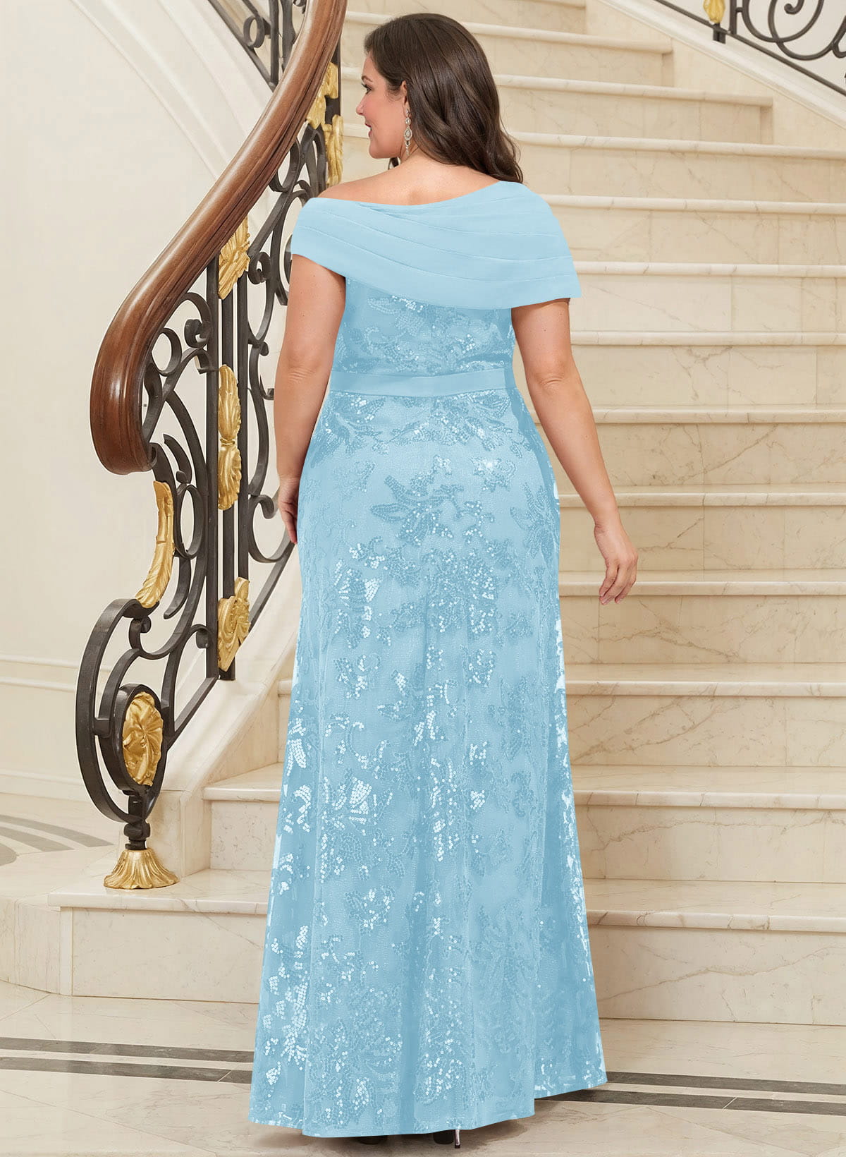 Bedazzled Asymmetrical Wrap Off Shoulder Mother Of The Bride Dresses With Floral Skirt