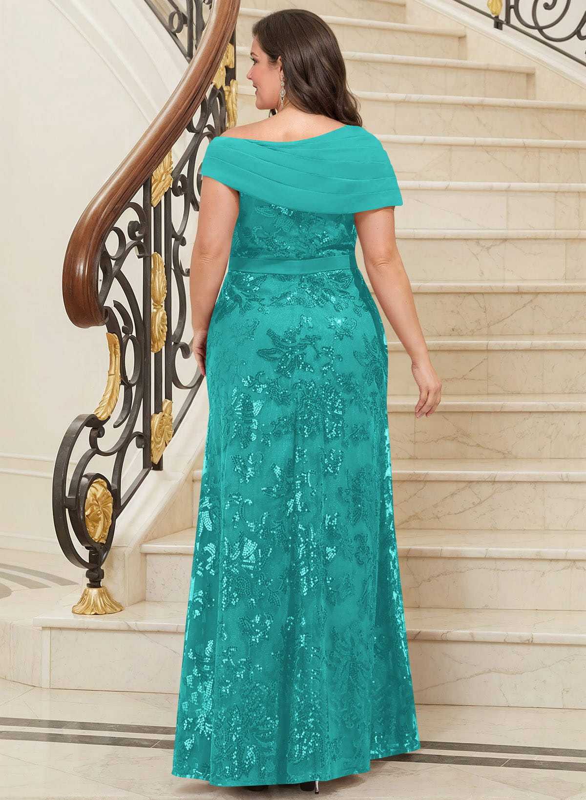 Bedazzled Asymmetrical Wrap Off Shoulder Mother Of The Bride Dresses With Floral Skirt