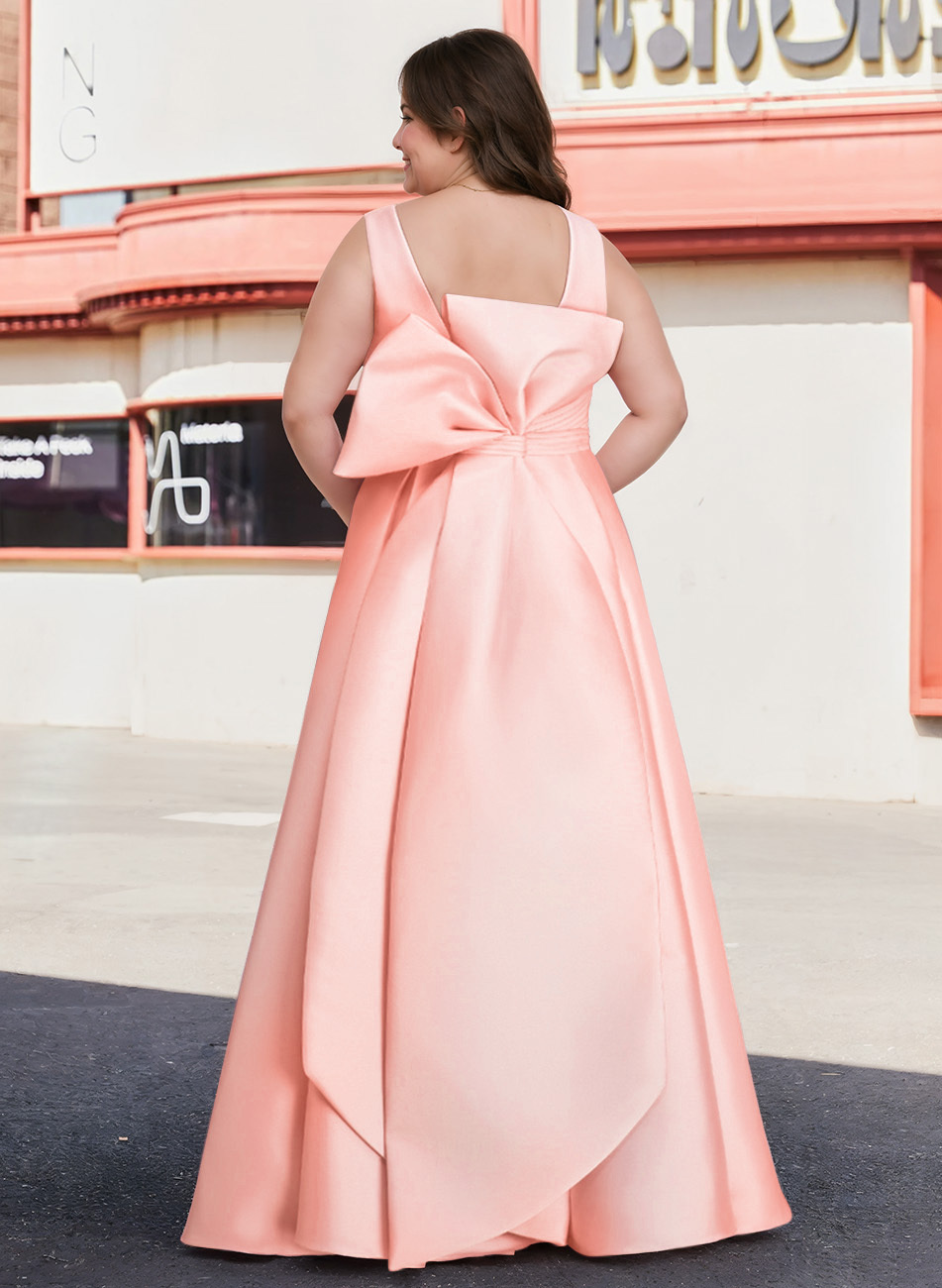 V-Neck Satin A-Line Mother Of The Bride Dresses With Bow, product image 2