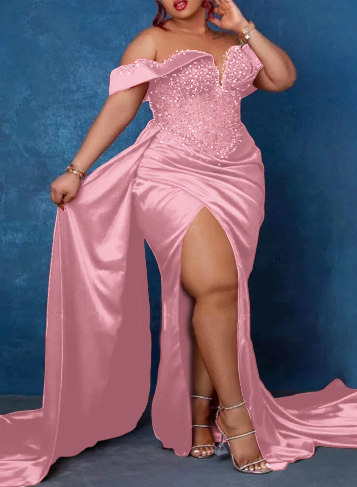 Trumpet/Mermaid Sweetheart Silk Like Satin Bridesmaid Dresses With High Split, product image 10