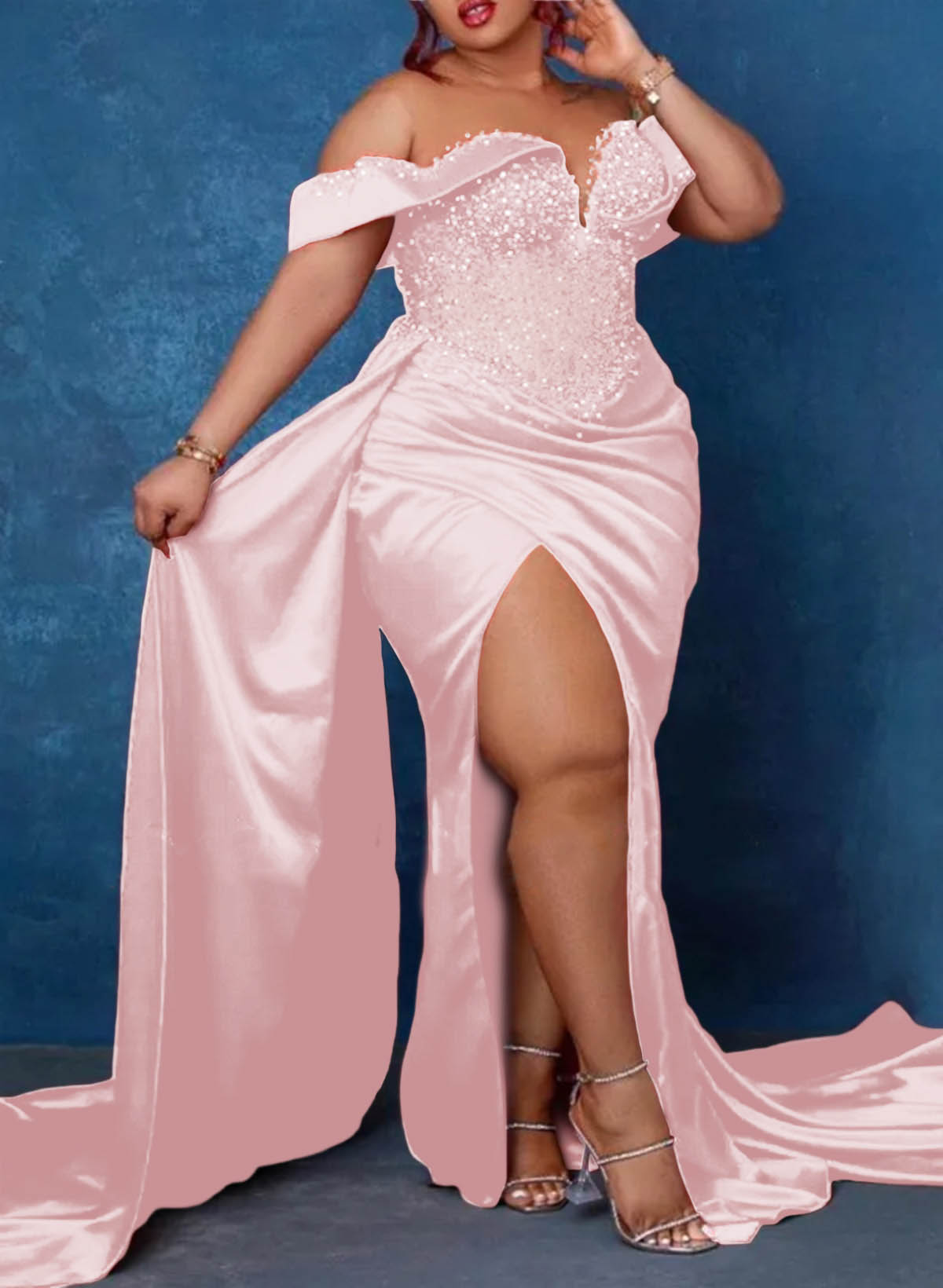 Trumpet/Mermaid Sweetheart Silk Like Satin Bridesmaid Dresses With High Split, product image 14