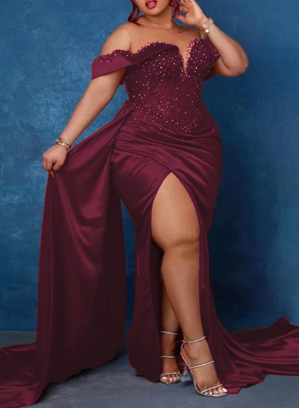 Trumpet/Mermaid Sweetheart Silk Like Satin Bridesmaid Dresses With High Split, product image 9