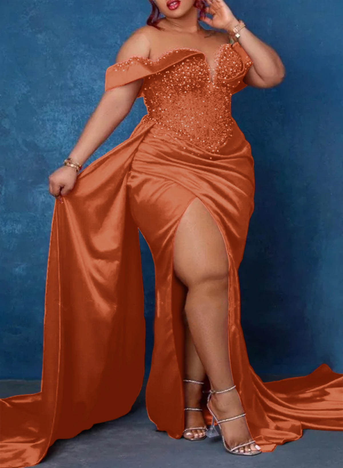 Trumpet/Mermaid Sweetheart Silk Like Satin Bridesmaid Dresses With High Split, product image 48