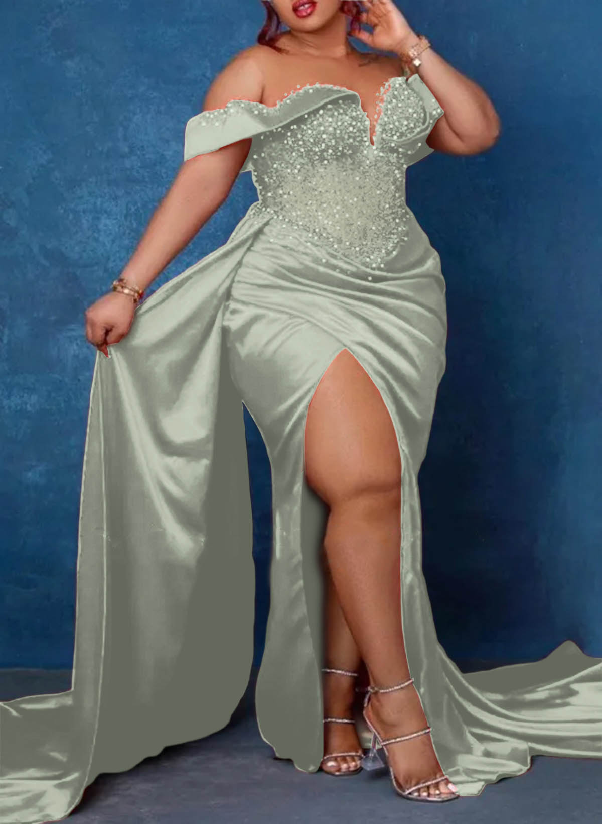 Trumpet/Mermaid Sweetheart Silk Like Satin Bridesmaid Dresses With High Split, product image 12